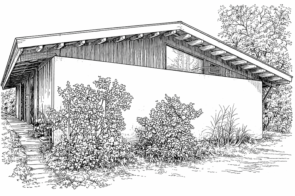 Croquis architectural d’une maison Girolle, exemple de maison ancienne à rénover dans la région bordelaise