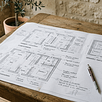 plan de rénovation d’une maison ancienne à Bordeaux avec annotations et variantes d’aménagement
